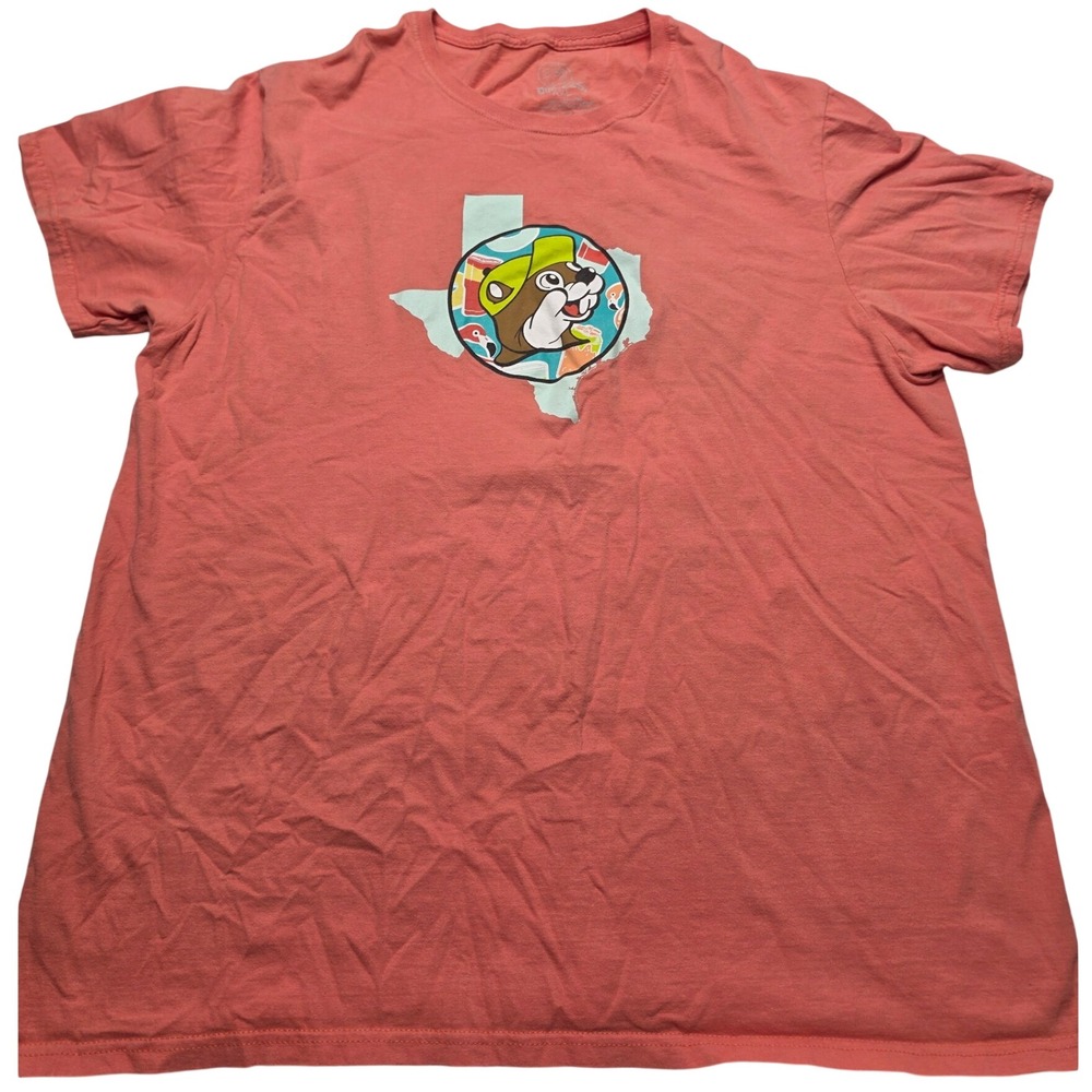 Buc-ee's Texas Rivers Float Graphic T-Shirt Coral Pink XL Cotton Short Sleeve